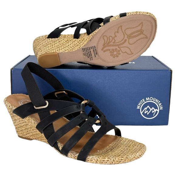 White Mountain Ataps Black Faux Leather Strappy Womens Sandals Size 8M - Picture 14 of 15